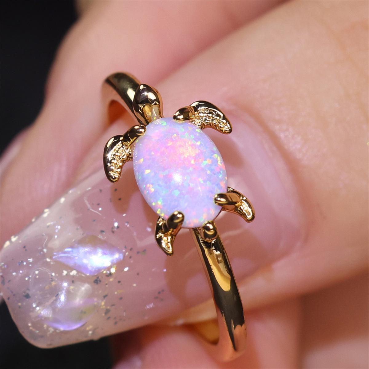 Shein round white Orbo turtle ring simple personality niche ring ring no. 6