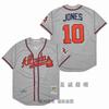 Mens Atlanta Braves Vintage Baseball Jersey 44 Hank Aaron Embroidered Retro MLB Fan Shirt Cotton Blend