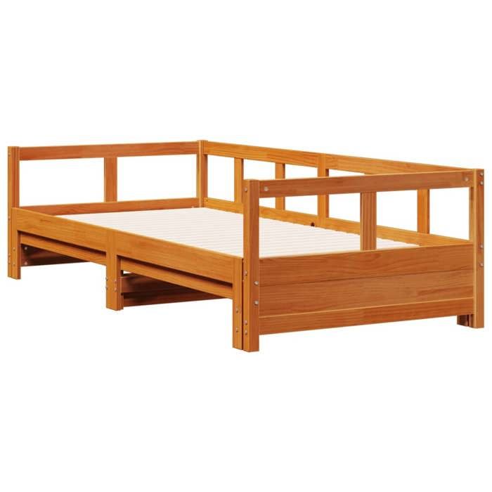 VidaXL Lit de jour sans matelas cire marron 80x200 cm bois pin massif, canapé-lit, lit d'invité, lit de repos double, lit de 854951