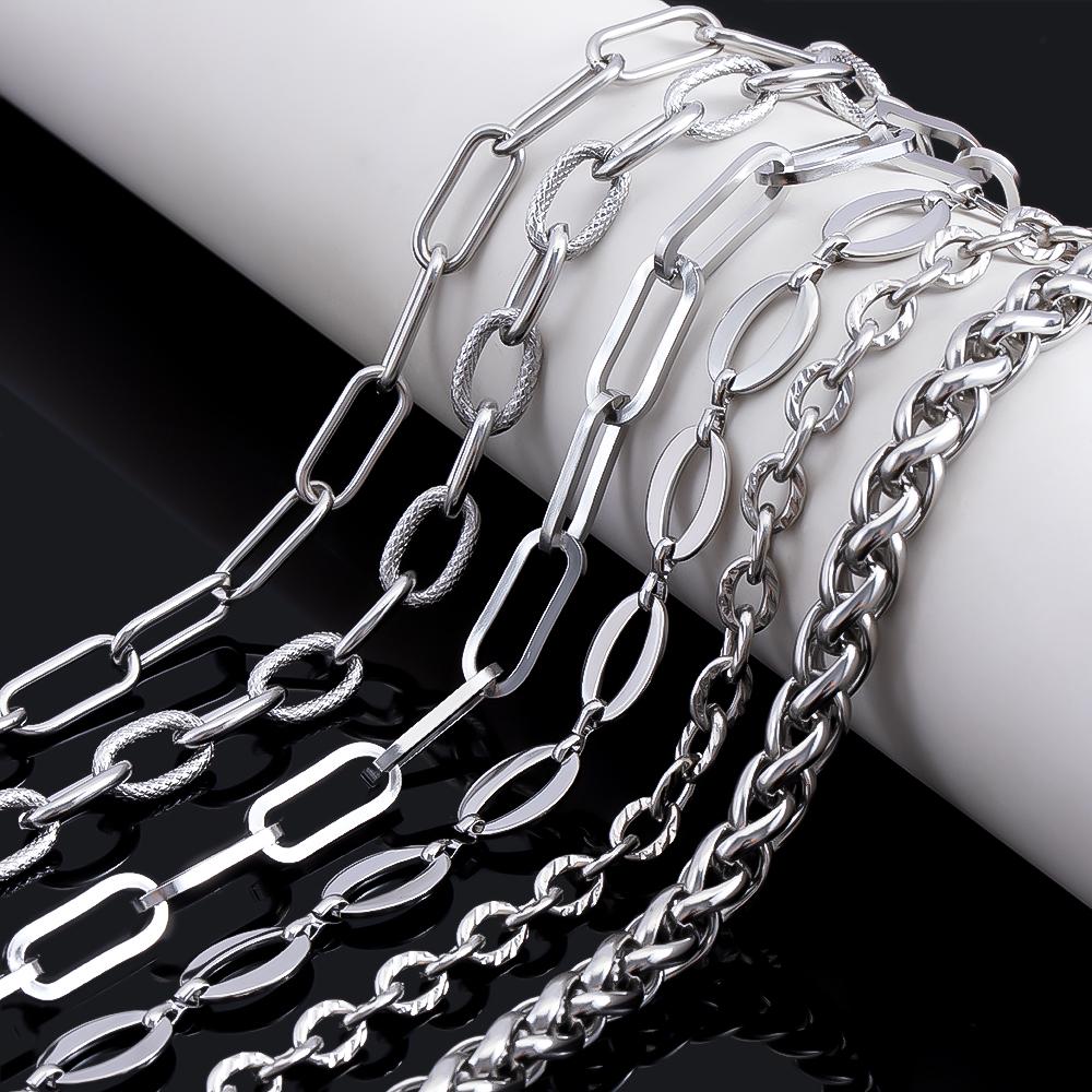 No Fade 1M Stainless Steel Cuban Keel Figaro Chain for Needlework DIY Chunky Necklace Bracelet Jewelry Making Materials Supplies