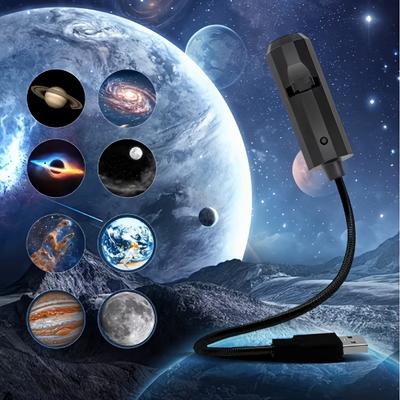 LED Planet Projector with 6 Interchangeable Patterns | 360-Degree Rotation, USB Powered, Suitable for Room Decor, Photography Backgrounds