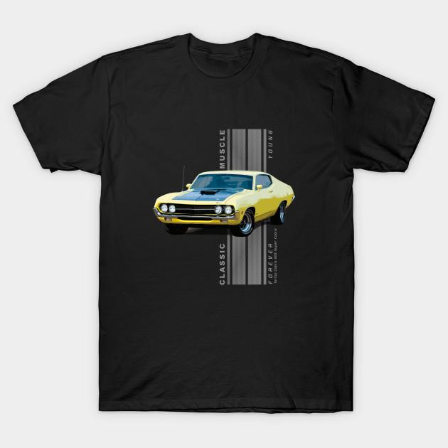 

Men Black Print T-shirt Torino 429 Super Cobra Classic American Muscle Cars Vintage No-Cut Transfer Paper Print Cotton Tshirt 4XL