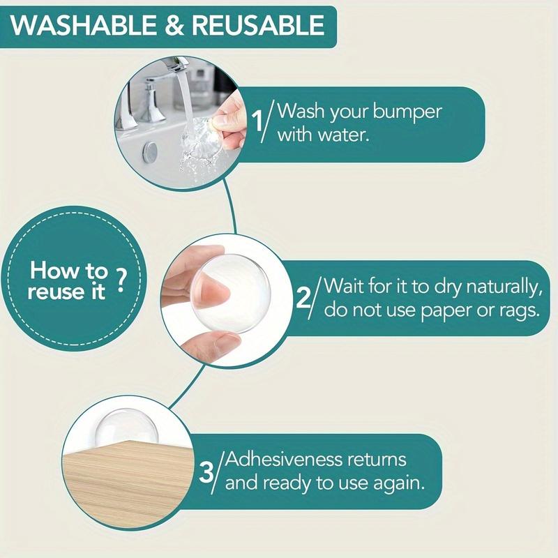 [Opritor de ușă cu absorbție de șoc] 6 buc Opritoare de ușă transparente autoadezive cu absorbție de șoc Protecții de perete | Reducerea zgomotului, Design din plastic reutilizabil