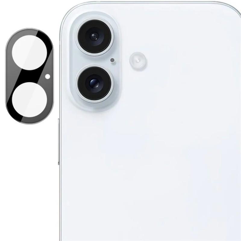 

For iPhone 16 Plus/iPhone 16 Camera Lens Protector WANLONFENG HD Full Black Silk Printed Lens Film Black