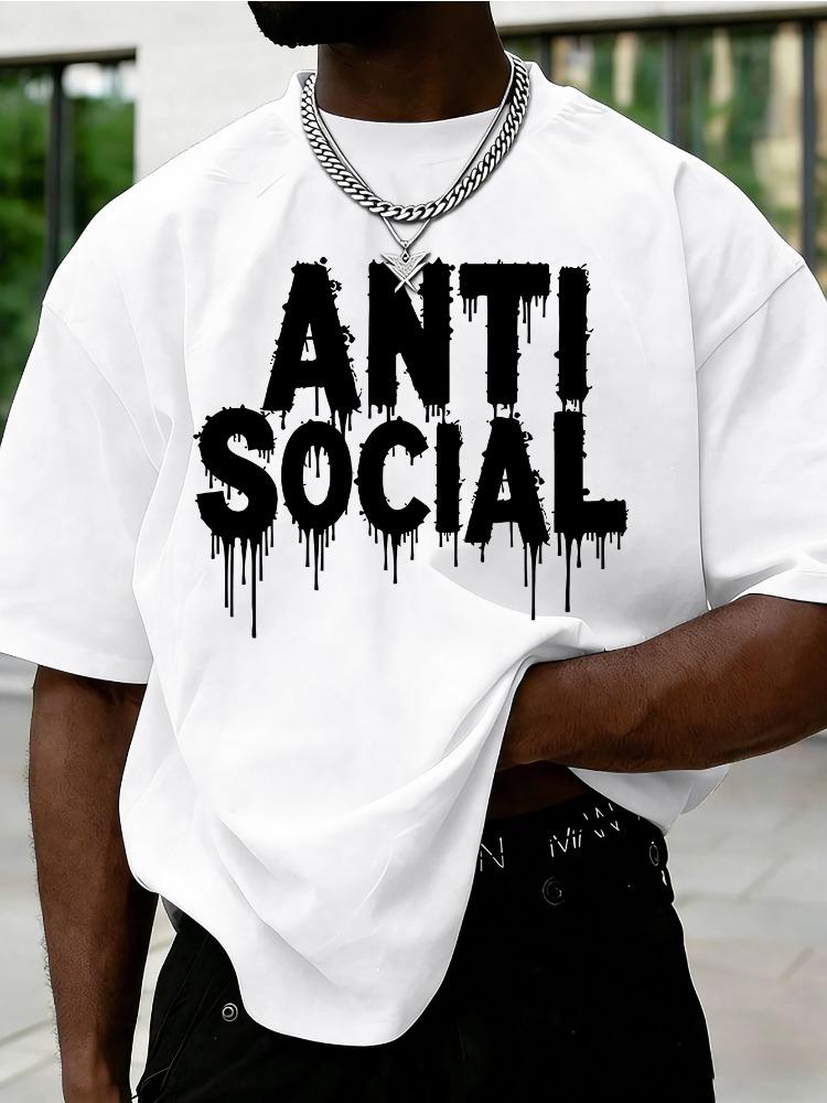 Unisexs Light Green Oversized T Shirt Anti Social Drip Letter Print Crew Neck Short Sleeve Hip Hop Streetwear Casual Summer Tops