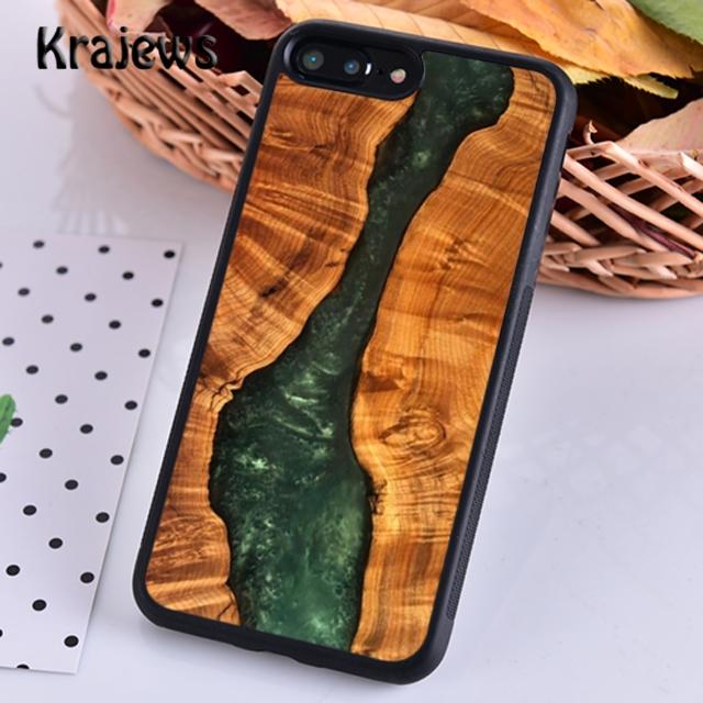 Krajews Wood Resin Marble Soft Phone Case Cover For iPhone 14 5 6s 7 8 Plus X XR XS 11 12 13 Pro Max Samsung Galaxy S21 S22ultra