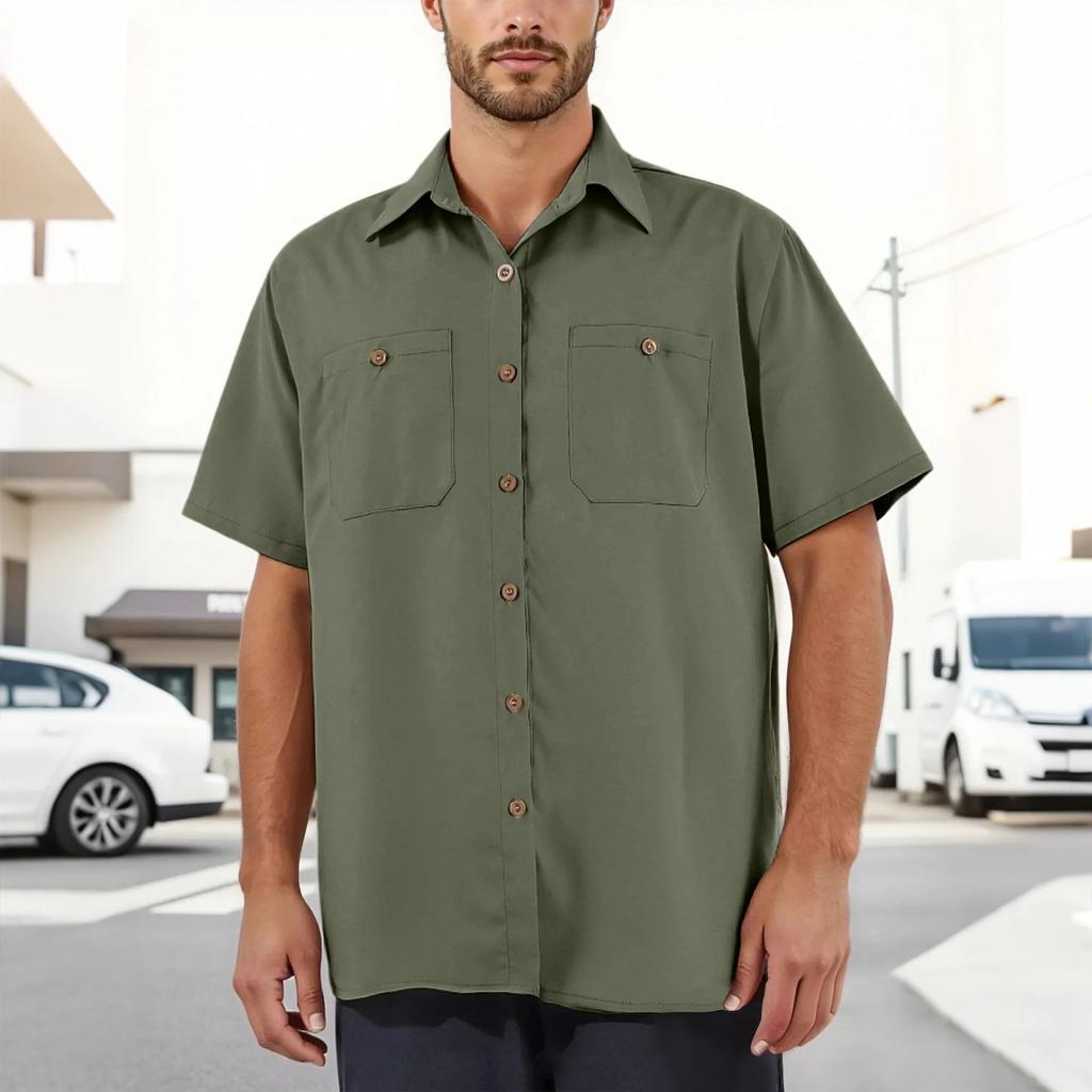 Men's Loose Classic Lapel Multi-pocket Industrial Work Shirt Top