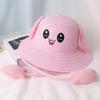 Rabbit Ear Sunshade Straw Hat Trendy Fisherman Caps for Street Trips Outdoor Pink