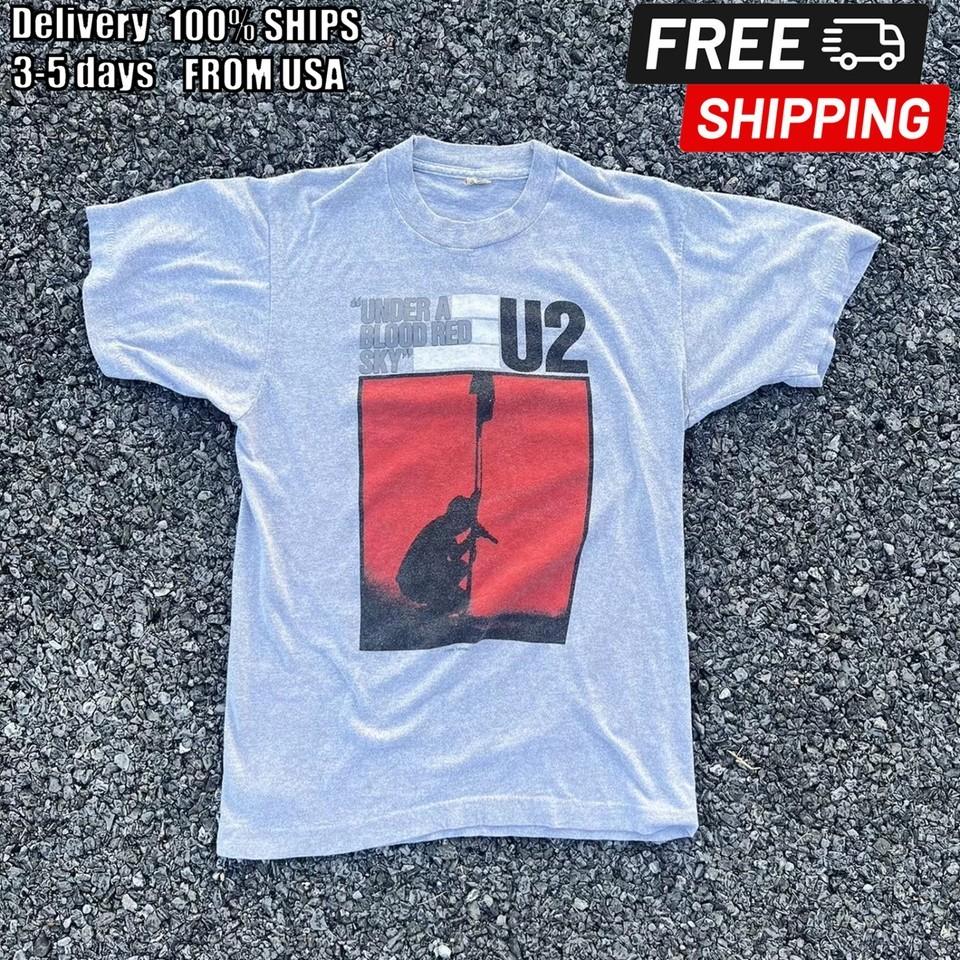 1984 U2 “Under a Blood Red Sky” Sport Gray Reprint T shirt vtg NH15592 Unisex T-Shirt XL
