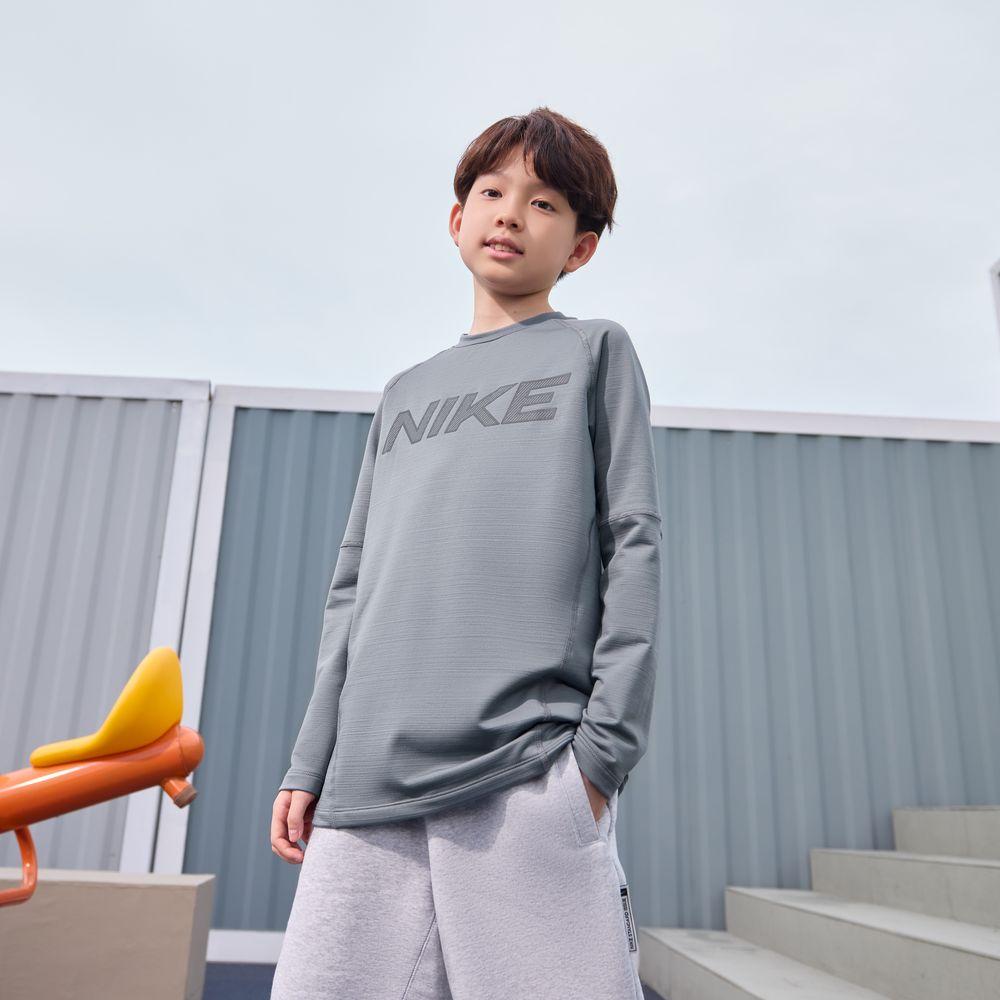 Nike T Shirt Kids  Apparel Dri FIT Long Sleeve Training Top Smoke Gray S