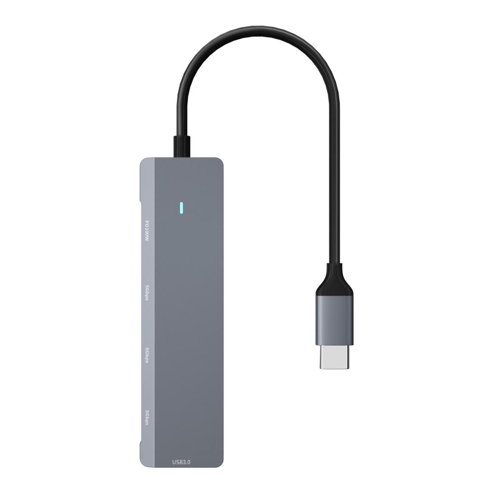 Type-C Five-in-One Hub: PD100W Fast Charging with USB3.0/Type-C Expansion.