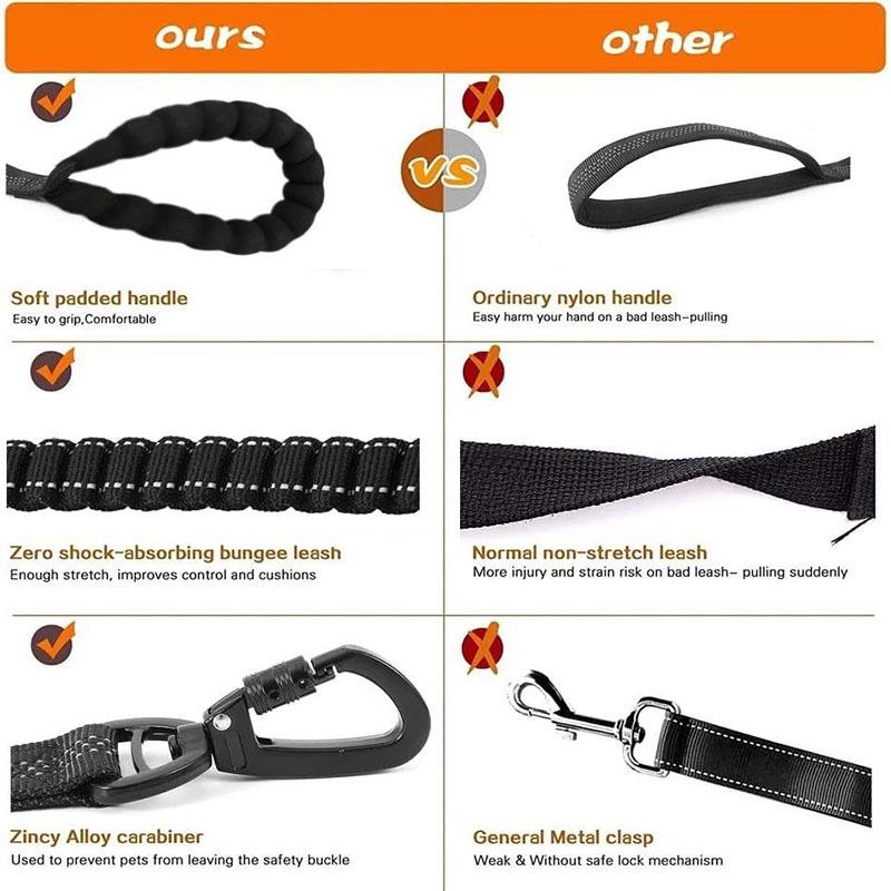 Shock-Absorbing Multi-Function Dog Leash for Large Dogs – Anti-Pull Elastic Design for Walking & Running