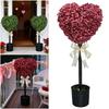 Heart Topiary Outdoor with Pot and Bow Tie Heart Shaped Topiary Artificial Trees for Wedding Birthday Valentine Day Anniversary