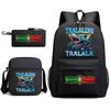 Cartoon abstract Shanhaijing primary school students and teenagers backpack schoolbag tongtongsahur three-piece set L