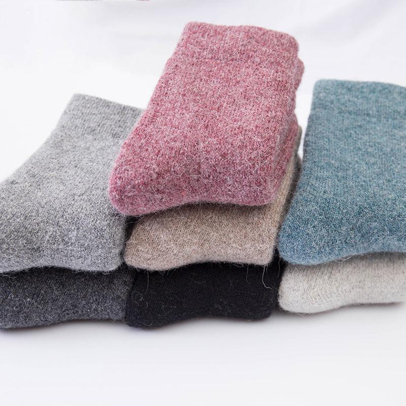 Women's Casual Thick Thermal Socks Pure Color Thickened Fleece Wool Sock