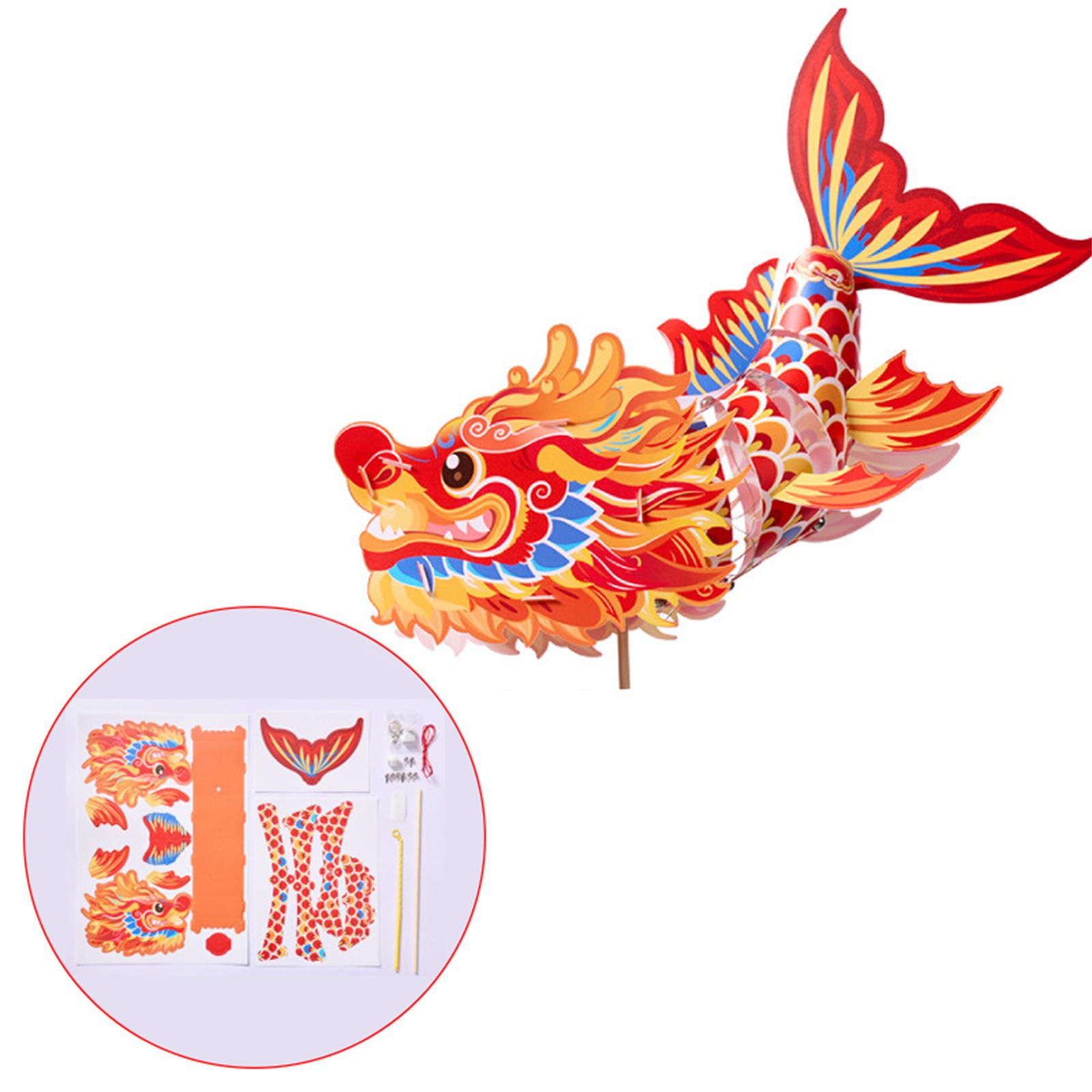 

Handmade Fish Lanterns Assembly Toy with LED Light, Handmade Chinese Paper Lanterns for autumn Festival Decoration F
