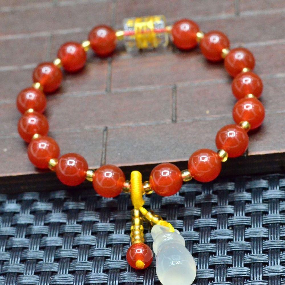 Fashion Red Agate Beaded Bracelets Nafu Ins Chalcedony Pendant Simple Round Bead Bracelet  Women