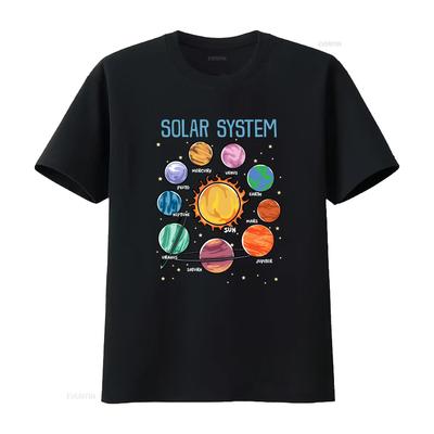 Solar System Planets Science Space Boys Girls Stem Kids T Shirt Vintage Washed Soft Slightly Homme Graphic Versatile Fashion