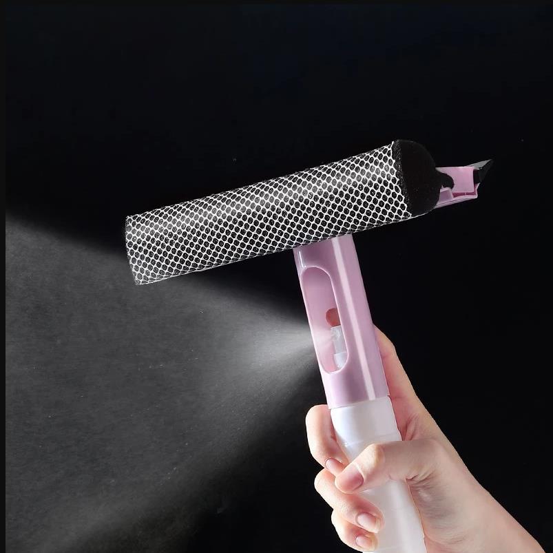 3 In 1 Window Cleaning Brush Glass Wiper for Bathroom Mirror Window With Spray