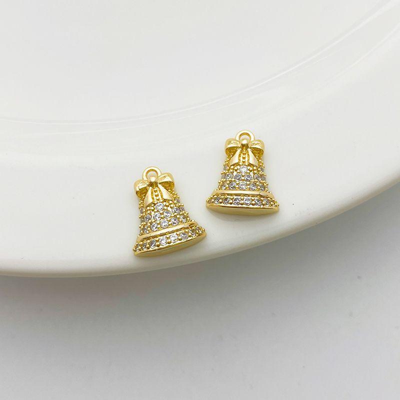 

14K Gold-Plated Color Retention Inlaid Zircon Christmas Series Small Pendant DIY Bracelet Necklace Earrings Eardrops Material Pendant 25# bell large 10*13mm
