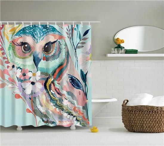 Elephant Octopus Owl Deer Horse Zebra Animals Printed Shower Curtains Bathroom Curtain With Hooks 180X180Cm