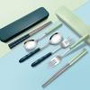 Stainless Steel Portable Cutlery Set Outdoor Camping Fork Spoon And Chopsticks Three-Piece Set