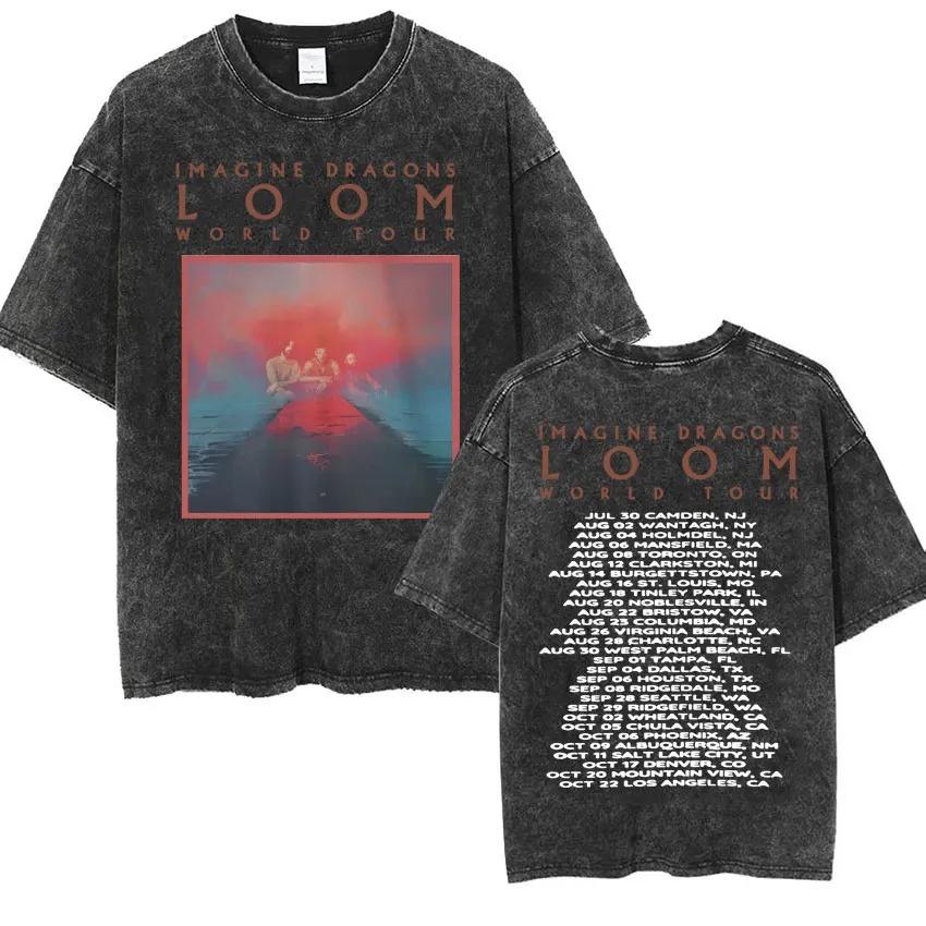 Imagine Dragons Band Loom Tour New Album T Shirts Men Women Fashion Hip Hop Style Retro Washed T-shirt Loose Short Sleeve