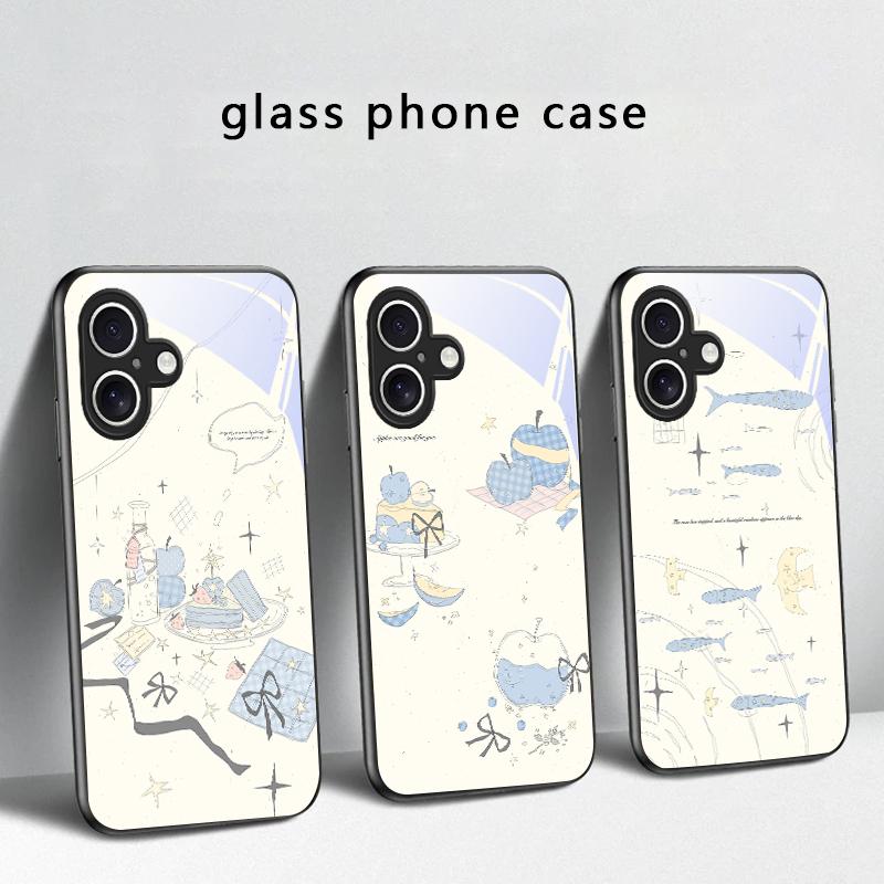 Fresh and Healing Breeze For iPhone 17 Air 16 E 15 Plus 14 Pro Max 13 12 Mini 11 5 6 7 8 Plus XR XSMax SE Black Glass Phone Case