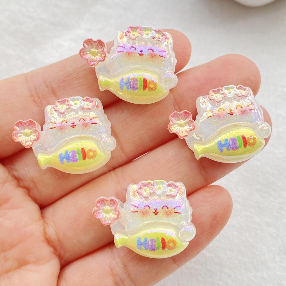 10Pcs Cute Cartoon Drink Drinks, Ice Cream, cats Flatback Resin Scrapbooking Crafts Fit Phone Case Decoration DIY Hair Bows