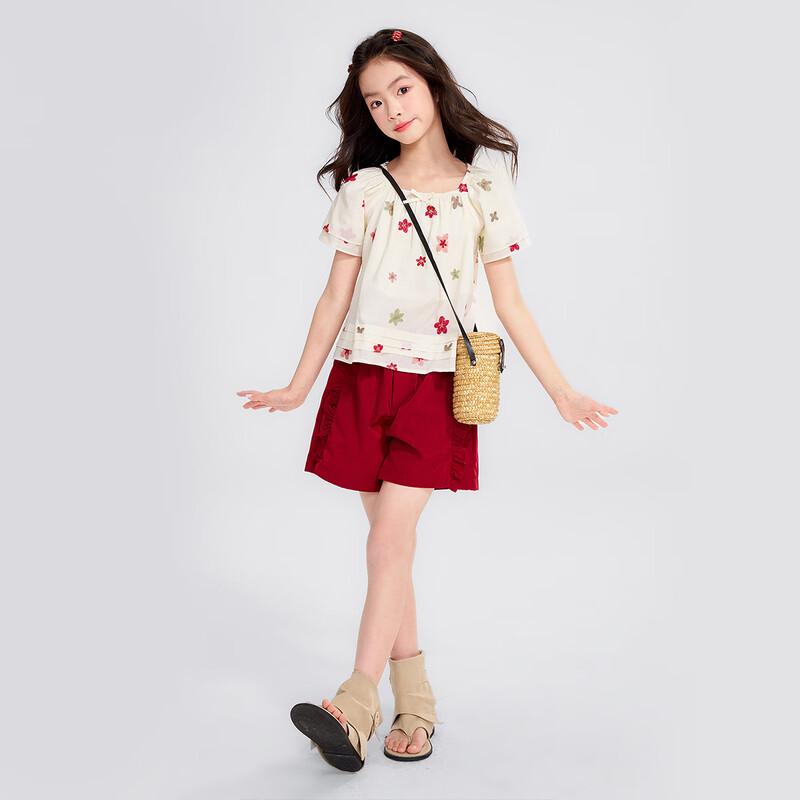 Blouse en coton à manches bouffantes florales pour filles Yuan Yuan Princess