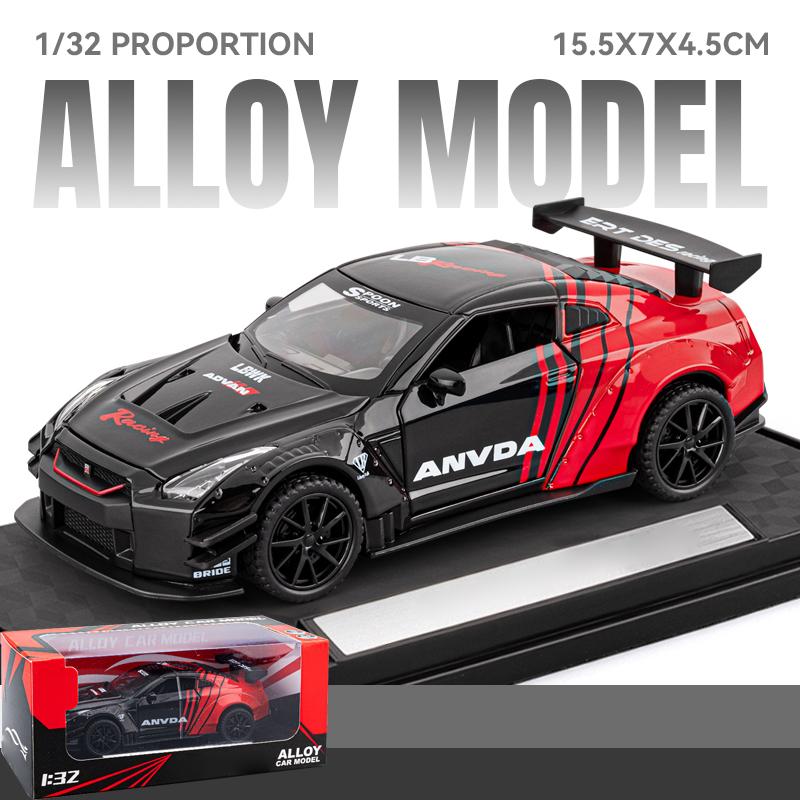 JDM 1:32 Nissan GTR R35 Skyline Ares Aleación Metal Fundición a Presión Modelo de Coche Decoración del Hogar y Adornos para Escritorio de Ordenador Regalo de Vacaciones