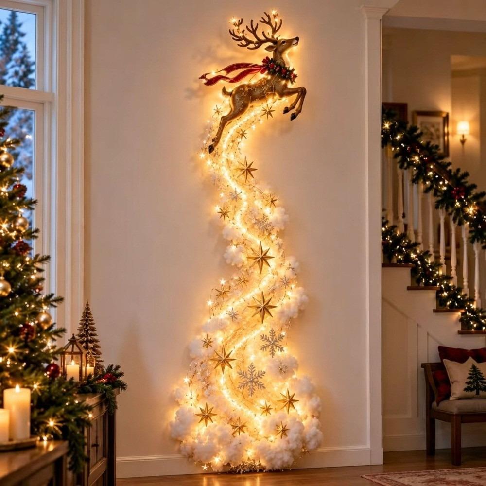 Wandmontierte Weihnachtsmagie-Pfad-Wandleuchte Schneepfad-Form Weihnachtsthema-Stil Beleuchtete Wanddekoration Warmweiße Lichter