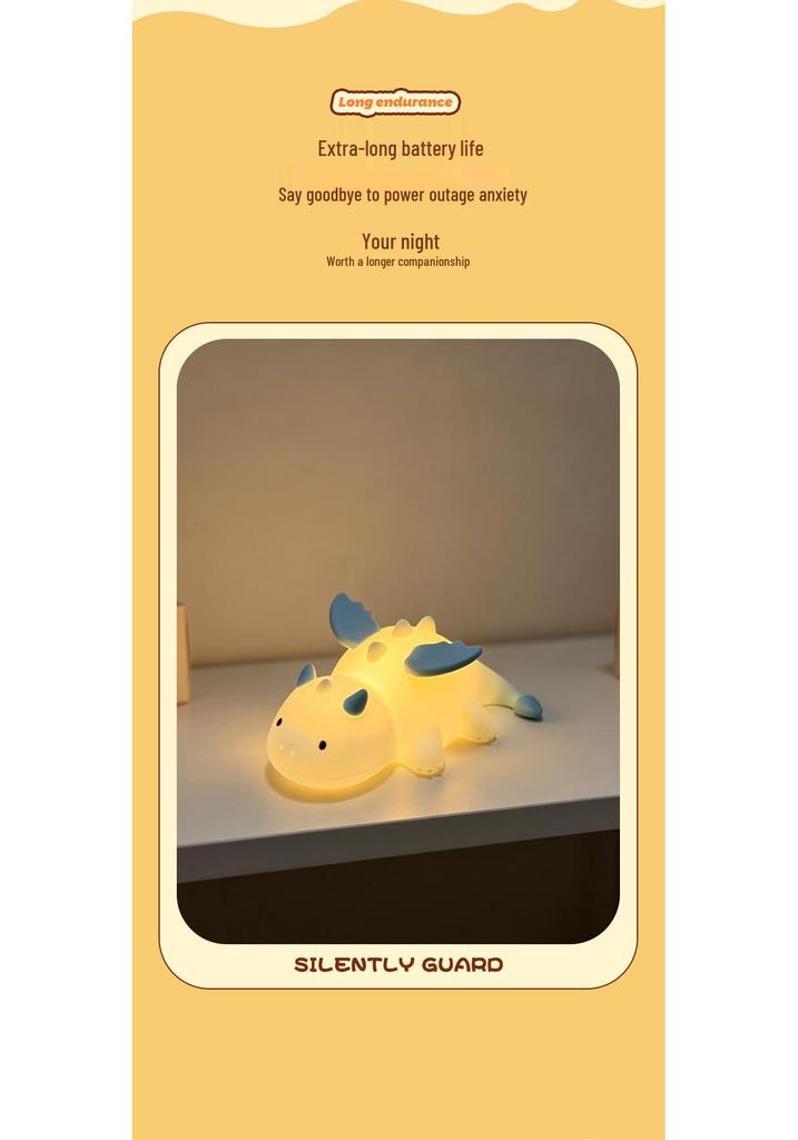 Little Dragon Kids' Bedside Silicone Light - Seven-Color Dinosaur Night Lamp Gift