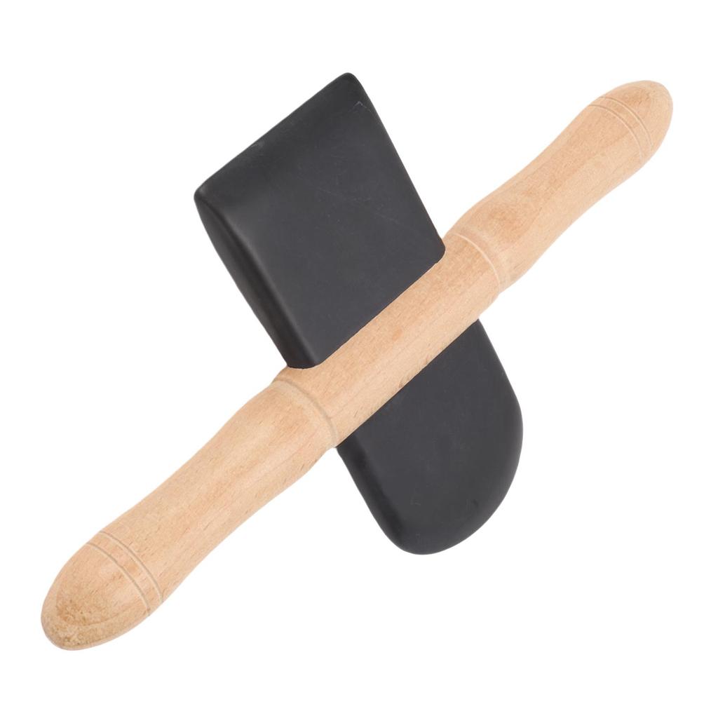 Bian Stone   Sha Tool Wooden Double Handle Stone Scraping Board for Back Legs Arms Neck Shoulder Muscle Relaxation