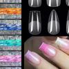 600Pcs Short Almond Nail Tips Soft Gel Nail Tips Full Cover False Nail Tips For Acrylic Nails Manicure Salon Home Press On Nails