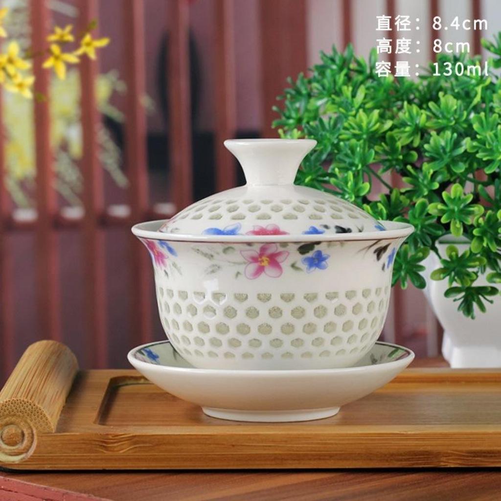 Chinese Tureen Tea Cup Set Ceramic Kungfu Tea Cup Saucer Set Drinkware