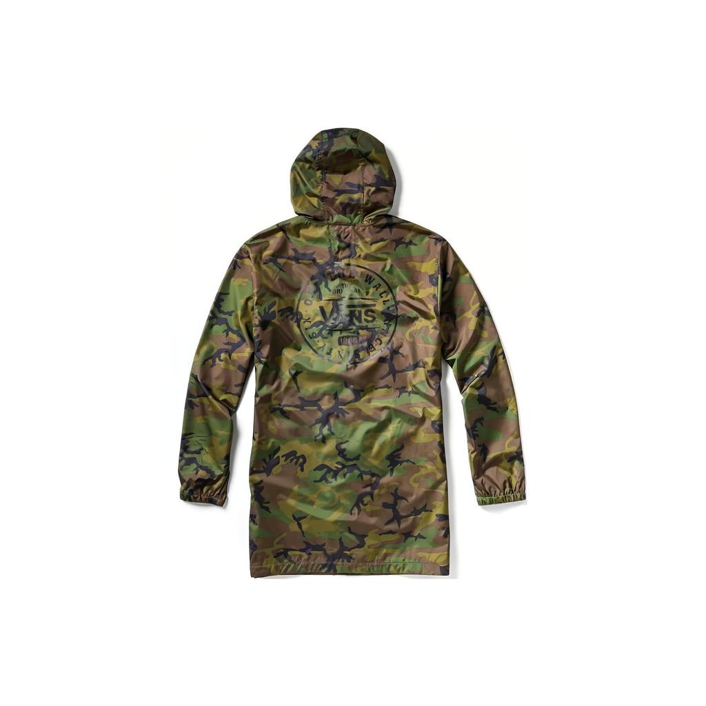 Vans Letter Print Casual Zip-Up Long Hooded Jacket Unisex Jackets Camouflage-Green VN0A3DGWWVD