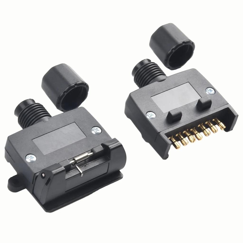 Connector Flat Trailer Plug RV Frosted Socket Set Cross Slotted Copper Needles Flat Trailer Plug 7Pin Hot Sale