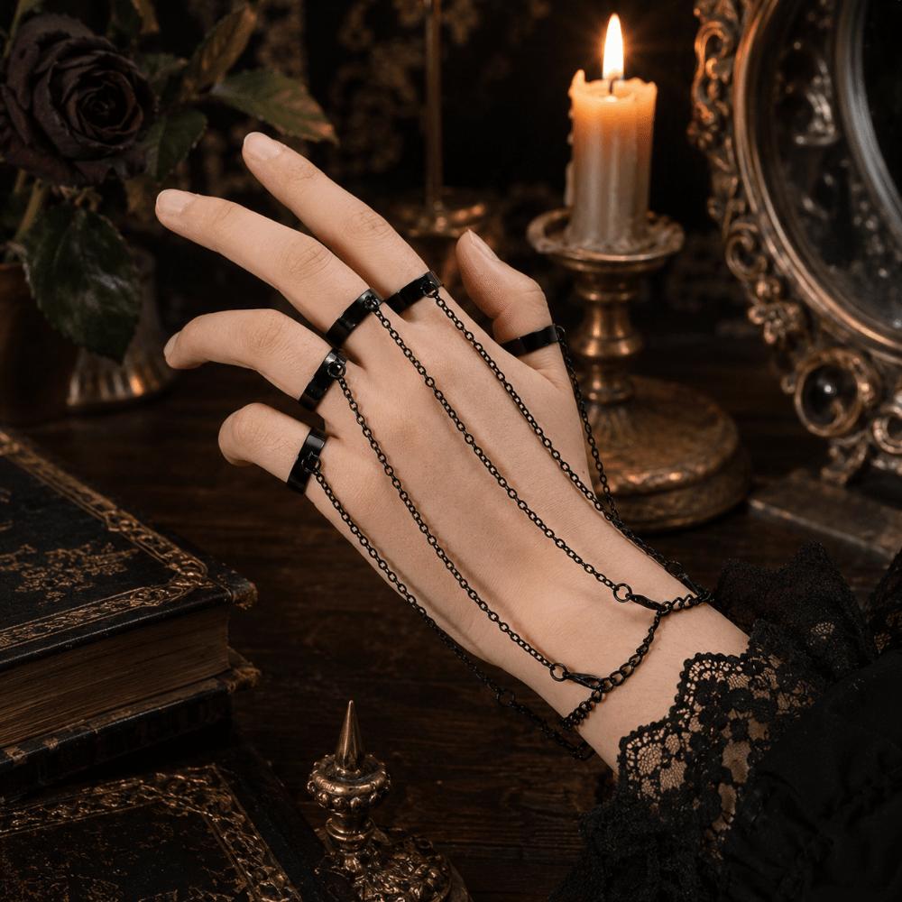 Abnehmbares Punk-Armbandring Gothic-Fingerkette Cooles Design Handgelenkarmbandring Unisex