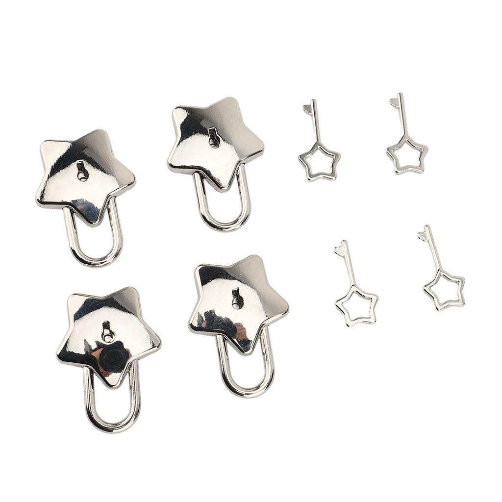 4 Set Treasure Chest Padlock   Metal Diary Book Jewelry Box Decorative Lock with Key S007 Five Pointed Star Shaped