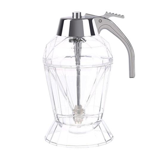 Syrup Dispenser Plastic with One-Hand Operation Honey Dispenser Press Type Honey Maple Syrup Bottle for Kitchen