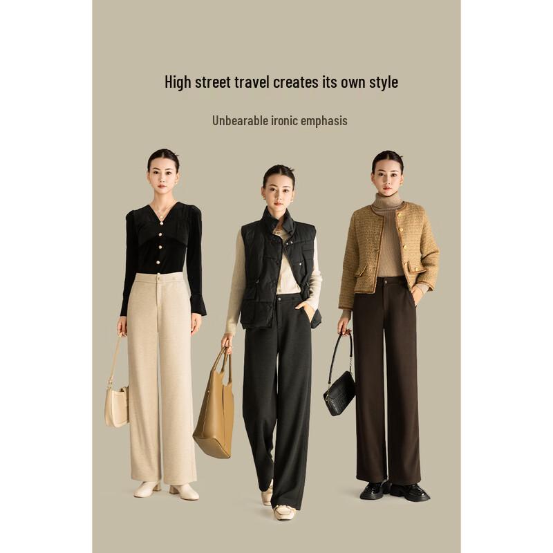 Mengshuya Thickened Silk Wool Blend High-Waist Straight-Leg Trousers