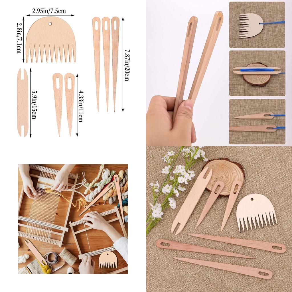 7 Pieces/Set Hand Weaving Loom Tools Set Wooden Knitting Tools DIY Handcraft Set X3UC China Mainland