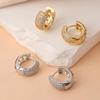 Luxury Full Paved Rhinestone Hoop Earrings for Women Stainless Steel Hollow Geometric Earrings Wedding Party Fashion Jewelry