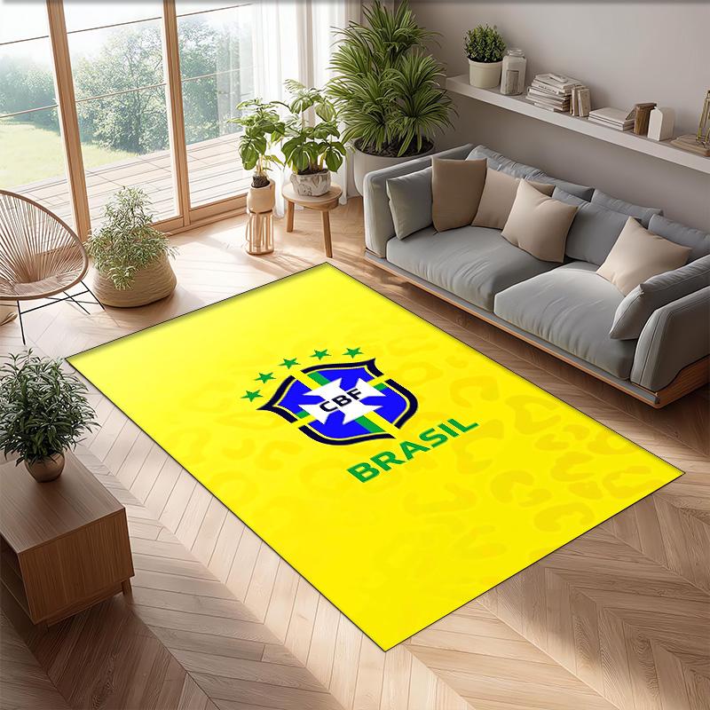 Brazil national football team Printed Flannel Area Rug Non Slip Soft Polyester Floor Carpet Indoor Decor Mat for Bedroom Living Room Sofa