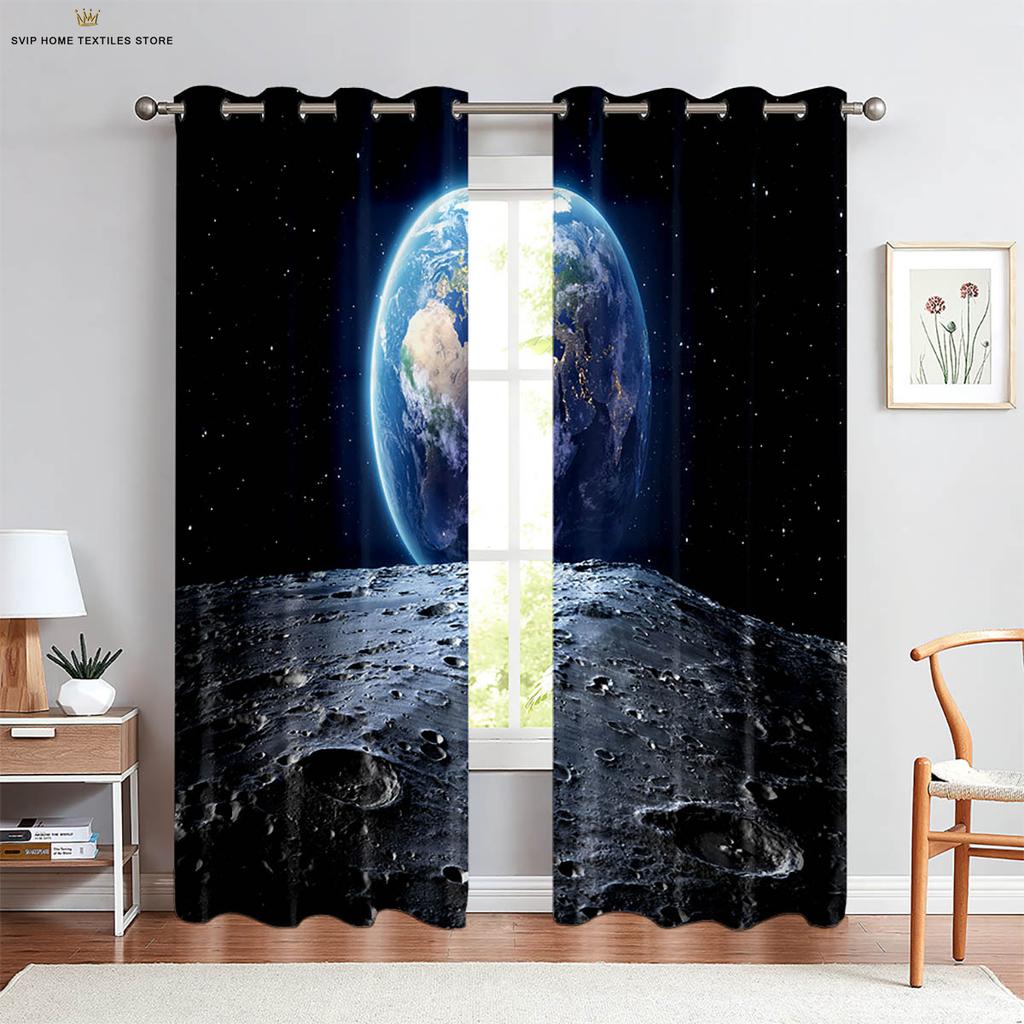 Dreamy Starry Sky Universe 3D Printed Curtain, Bedroom, Study, Living Room, Atmosphere Decoration, Easy To Wash and Maintain