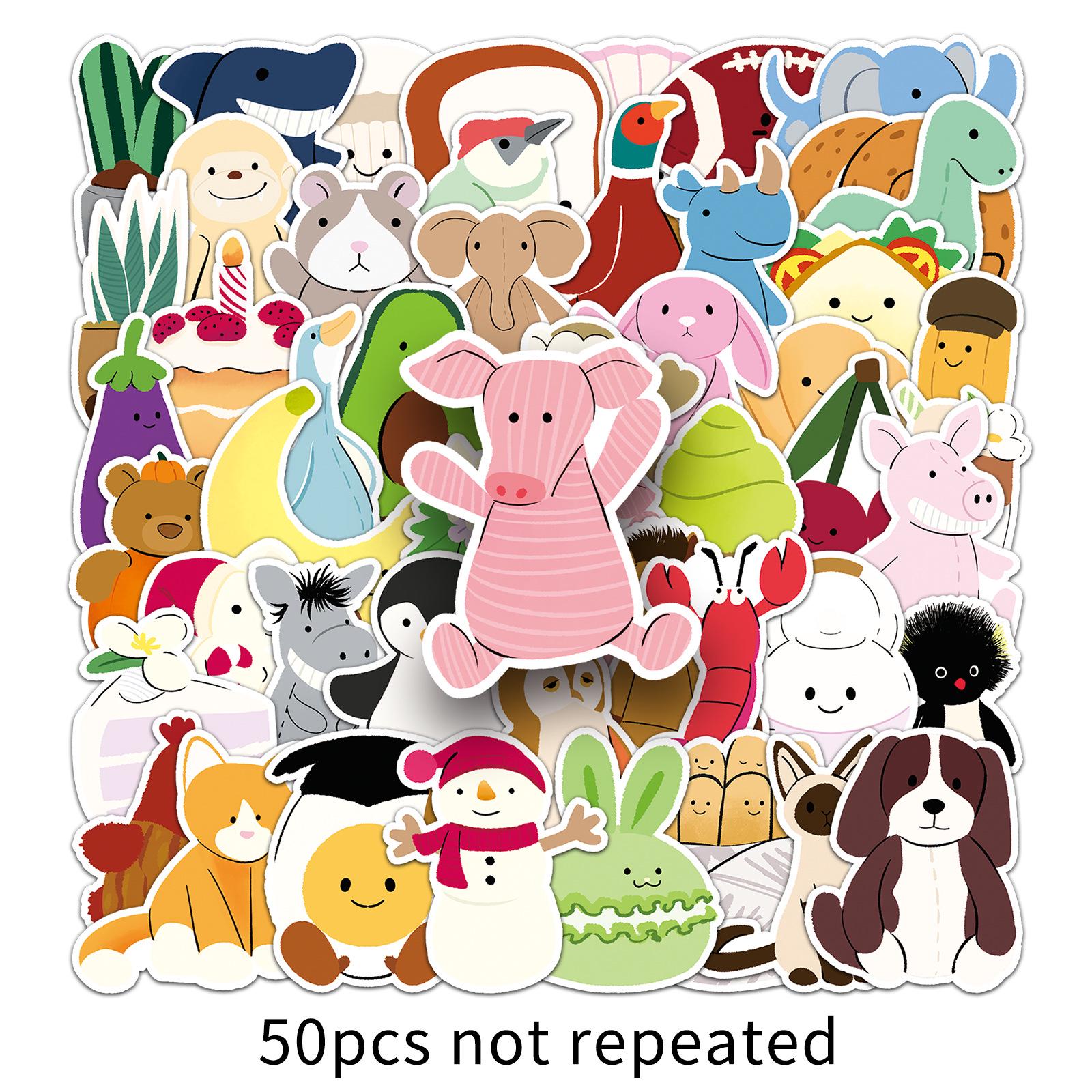 50 нарисованных от руки стикеров: Фигурки Jellycat и милые мультяшные куклы для блокнотов и чемоданов