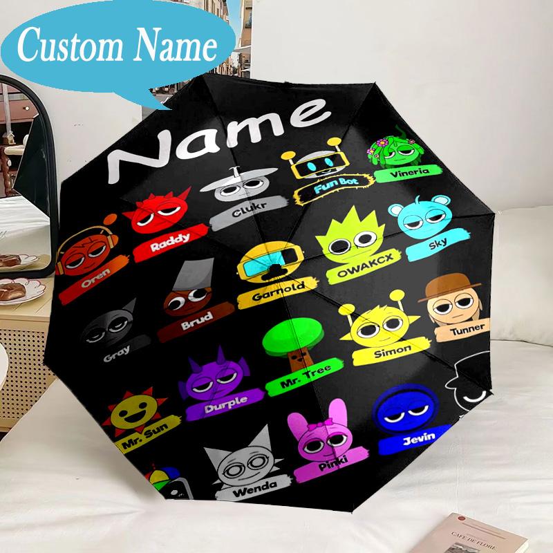 Custom Name Umbrella Sprun-ki Tree Characters Umbrella 8-Frame for Travel, Camping, Casual Lightweight Portable, Essential for Family Gifts