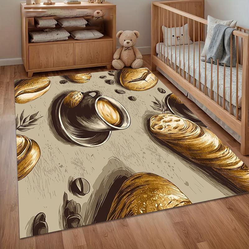 1 Vivid Cofe BeanPrint Carpet Area Anti Slip Colorful Design for Living Room Bedroom Outdoor Terrace Coffee Shop Decoration Rug