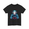 Panda In Hoodie T-Shirt Headphones, Neon Streetwear Graphic Tee